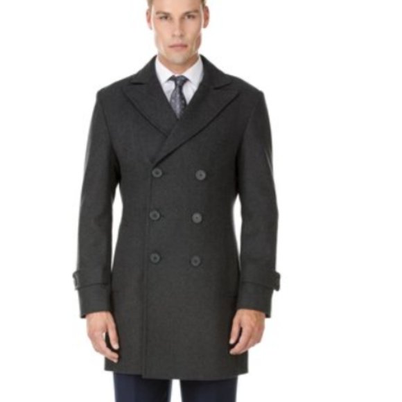 Men's Double Breasted Pea Coat Wool Blend Dress Jacket Pea coat - Picture 1 of 3